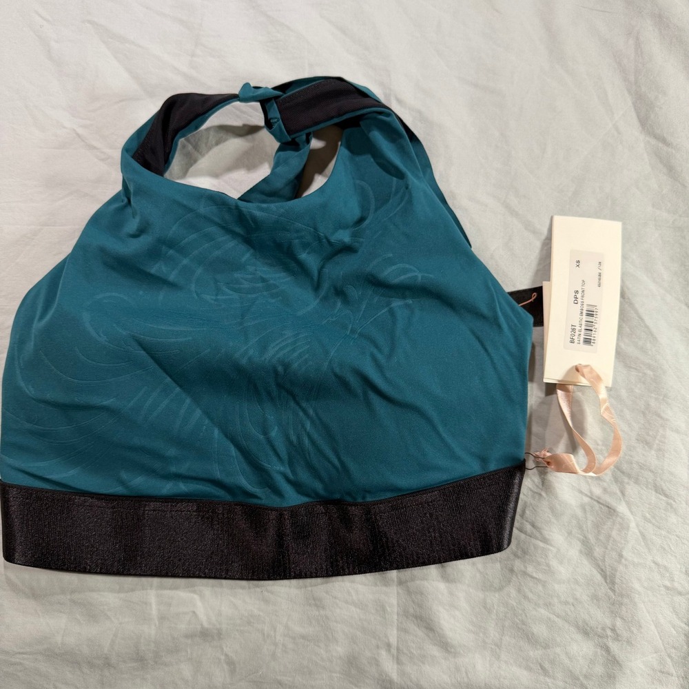 Zise by Bloch Odette Twist Back Crop Top Black High Neck XS NEW